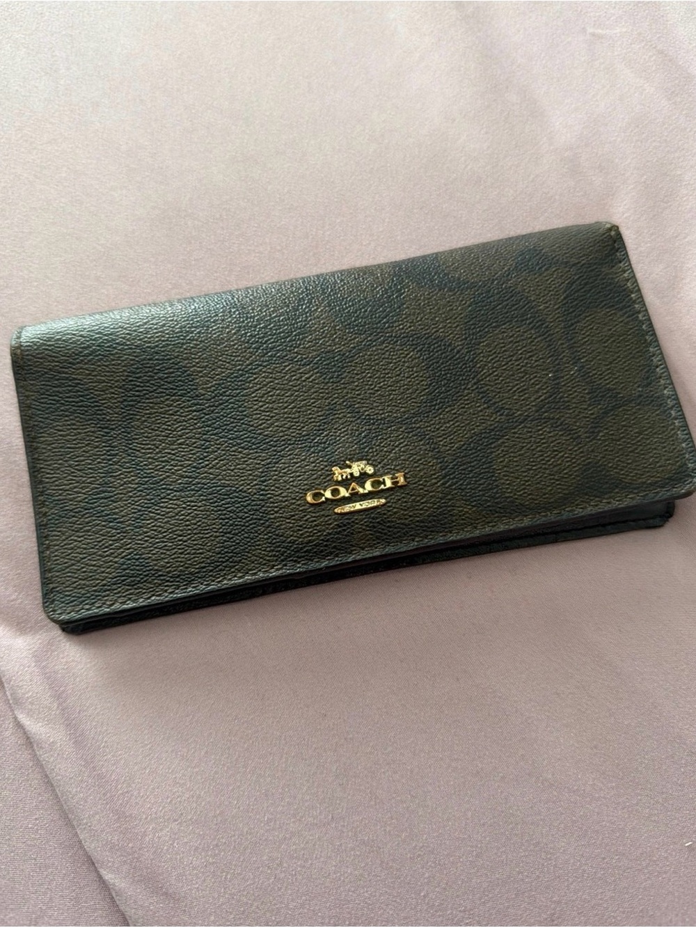 COACH Dark Brown Signature Continental Wallet